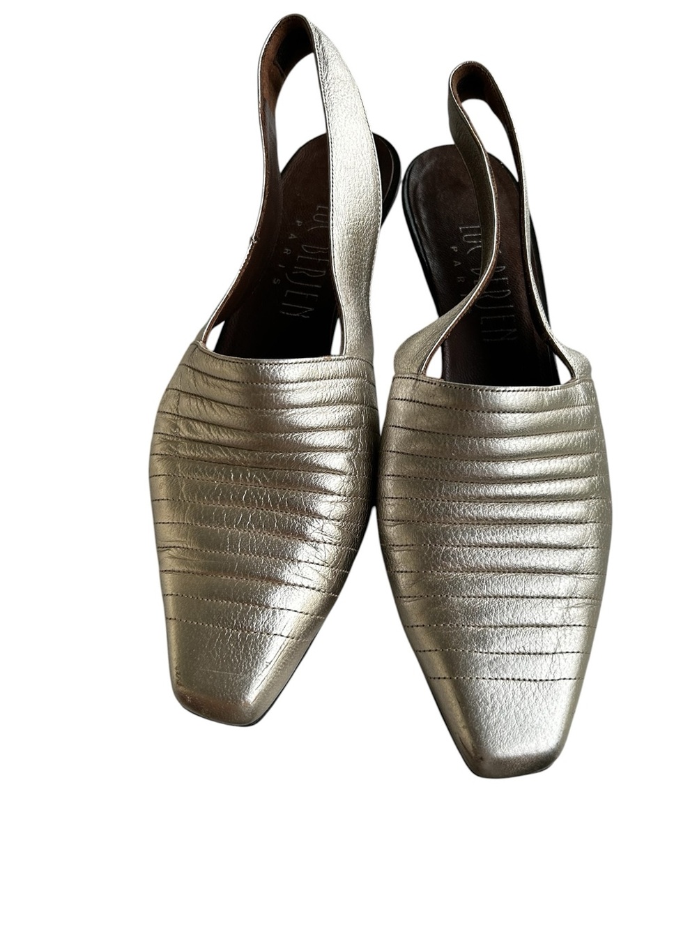 Luc Berjen Slingback Metallic Heels Size 8